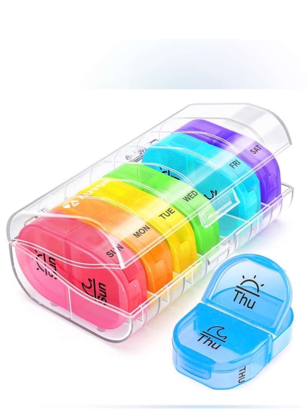 7-Day Rainbow Pill Organizer with Clear Storage Case
